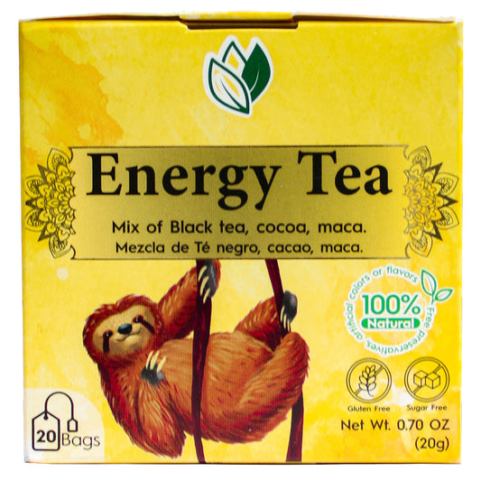 Energy Tea – Herbal Infusion with Black Tea, Cacao & Maca for Vitality (20 Tea Bags)