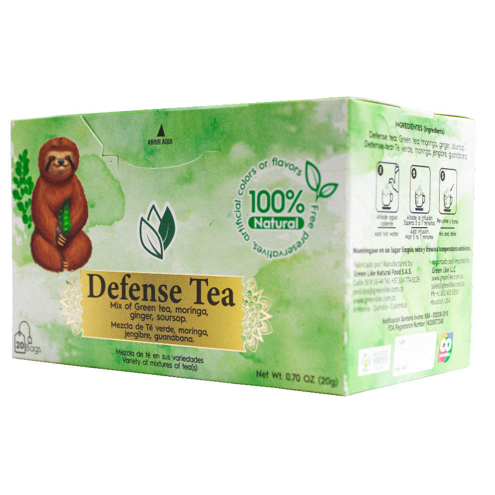 Defense Tea – Herbal Infusion with Green Tea, Ginger & Soursop for Immune Support (20 Tea Bags)