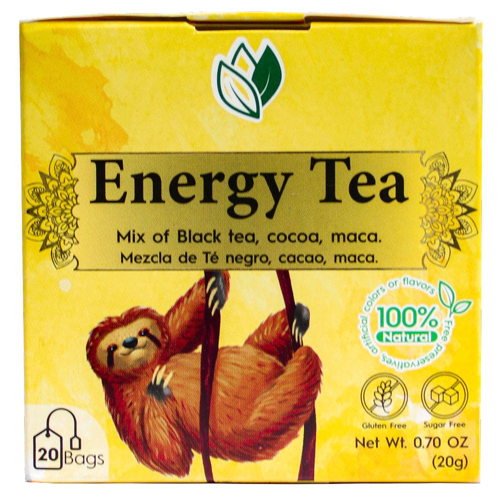 Energy Tea – Herbal Infusion with Black Tea, Cacao & Maca for Vitality (20 Tea Bags)