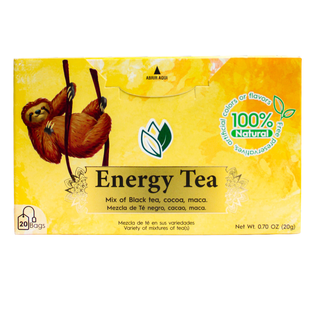 Energy Tea – Herbal Infusion with Black Tea, Cacao & Maca for Vitality (20 Tea Bags)